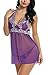 Avidlove Women Outfits Halter Lingerie Mini Nightwear Lace Babydoll Purple XL