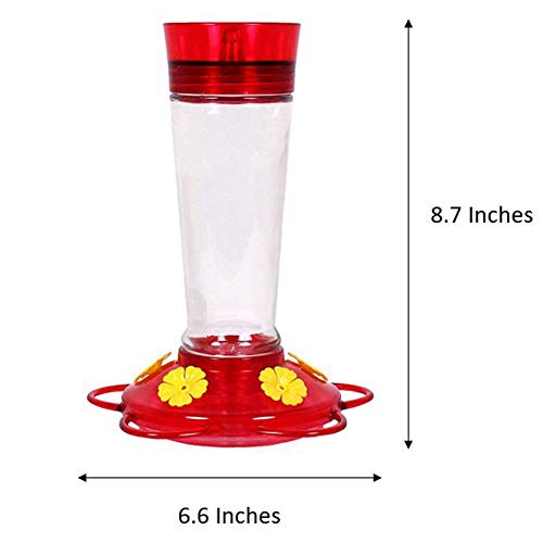 image for More Birds Hummingbird Feeder, Glass Bird Feeders, Red, 5 Feeding Stat