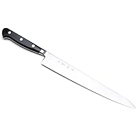 Yoshihiro High Speed Steel Sujihiki Slicer Knife (Black Pakkawood Handle) (9.5"/240mm & No Saya)