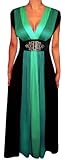 FUNFASH SLIMMING GREEN BLACK COLOR BLOCK MAXI DRESS WOMEN Plus Size 1X 18 20 Made in USA, Online Clothing Store