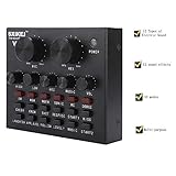 fosa V8 Multifunctional Live Sound Card, USB Audio Interface Intelligent Volume Adjustable Audio Mixer Sound Card with Multiple Funny Sound Effect for Recording Hosting Speech