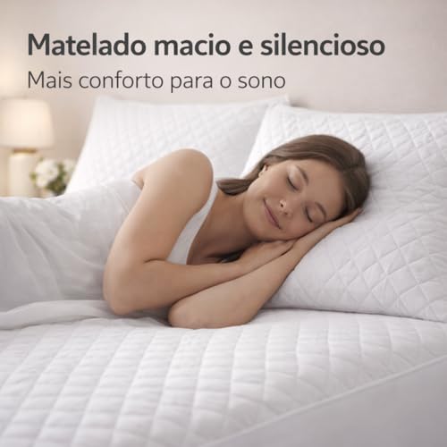 Kit Protetor de Colchão Queen Impermeável Matelado com Elástico + 2 Protetores de Travesseiro com Zíper | Silencioso, Antiácaro, Ajuste até 38cm