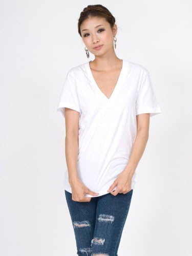 Amazon アメリカンアパレル American Apparel 深vネック Tシャツ Deep V Neck アメアパ メンズ レディース Xxs White Tシャツ カットソー 通販