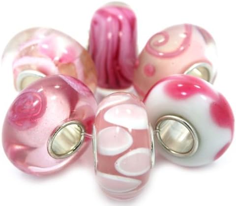 6 Beads Shades Pink Murano Glass Beads Fits Pandora Kay's Troll Chamilia Carlo Biagi Zable