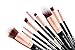 Cosmobella Premium Synthetic Kabuki Makeup Brush Set, Face Brushes Makeup Kit, Foundation, Concealers, Eye Shadows, Eye Liner, Ultra Soft, Silky, Firm, Non-Shedding - Luxury Black & Rose Gold (14Pcs)