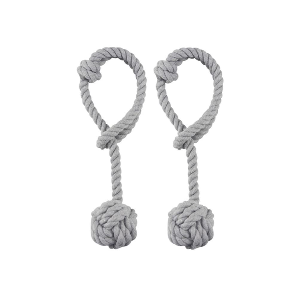 Himtop A Pair of Curtain Rope Tiebacks Hand Knitting Curtain Tie Back with Ball for Home Decoration (2PCS Grey)
