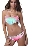 Pandolah Sexy Bikini Swimwear Colorful Fringe Tassels Swimsuits for women