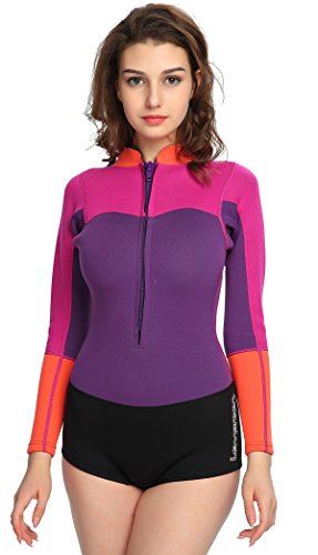 Lemorecn Wetsuits Women Premium Neoprene Diving Suits 2mm Shorty Wetsuit(3094P10)