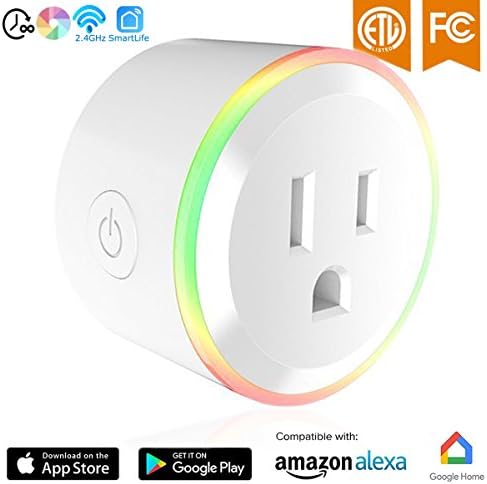 Mini Wifi Smart Plug - Home Electrical Timing Outlet - Mini Night Light &amp; Socket - Compatible with Amazon Alexa &amp; Google Assistant &amp; IFTTT - No Hub Required
