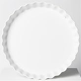 ONTUBE Ceramic Pie Pans 11 Inches, Quiche Pans (White, 11" x 1 Pieces)