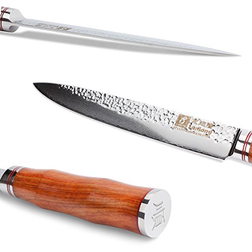 Sunlong 8 Inch Damascus Sashimi Sushi Knife,Best Quality Japanese VG10 Super Steel 67 Layer Damascus,Sharp Double-sided Blade, Environmentally Friendly RoseWood Handle SL-DK1046R