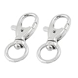 2 Pcs Silver Tone Metal Keychain Keyring Lobster Clasps Swivel Clips