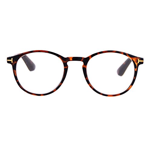 Retro Round Keyhole Thin Horn Rim Plastic Reading Glasses Tortoise +1.0