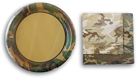 Green Camouflage Birthday Party Supply Kit - Plates and Napkins
