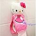 eliphs 4PCS Hello Kitty Bathroom Set Toilet Cover WC Seat Cover Bath Mat Holder Pink/Rose Red (Pink)
