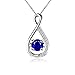 Jane Stone Sterling Silver Infinity Pendant Necklace S925 Blue Sapphire CZ Cubic Zirconia Charm for Women Girls