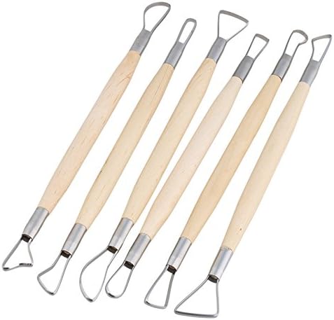 Flat Wire Cutter Pottery Tools Wood Handle Sculpting Tool for Ceramic Pottery Clay Sculpting 8" Pack of 6