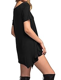 LOVINO Vestido de manga corta para mujer, vestido de verano casual, vestido simple y suelto, vestido cómodo túnica