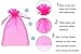 SumDirect Hot Pink Sheer Organza Bags - 100Pcs 5x7 inches Organza Gift Bags with Drawstring, Organza Jewelry Pouches for Wedding Party Christmas Favor