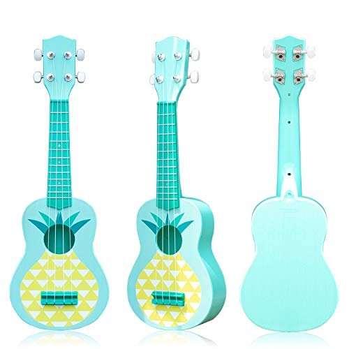 YOLOPLUS+ Kids Ukulele Guitar Toy Simulation 4 Strings Children Musical Instruments Educational Learning for Toddler Beginner Keep Tone Anti-Impact (21 Inch Pineapple)