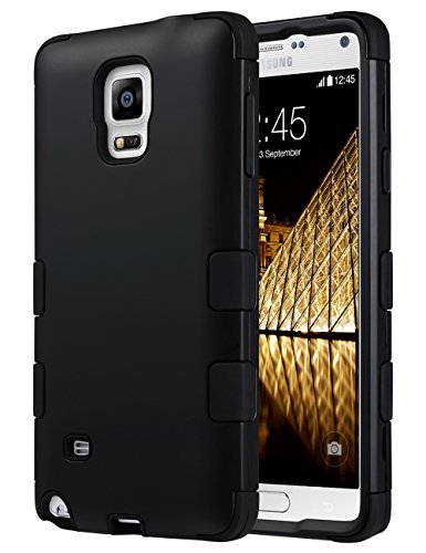 Note 4 Case, Galaxy Note 4 Case, ULAK Shock Resistance Anti Slip Note 4 Case Hybrid With Soft Flexible Inner Silicone Skin Protective Case Hard Cover(Black)