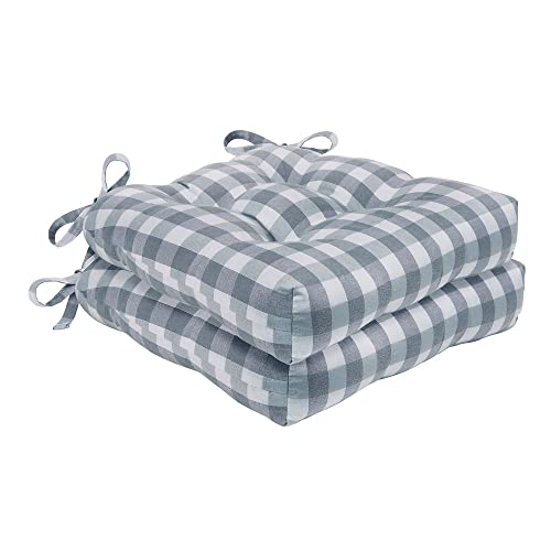 Achim Home Furnishings, Grey, Set of Two Buffalo Check Tufted Chair Seat Cushions, 16x15x3 (BCCHPDGY12)
