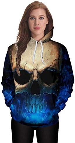 Qiusa WOMEN-TOPS Unicorn 3D Printed Cartoon Hoodies Pullovers Colorful Ink Splashi Sweatshirts Graffiti Hiphop (Color : 2-blue, Size : CN MUK 12)