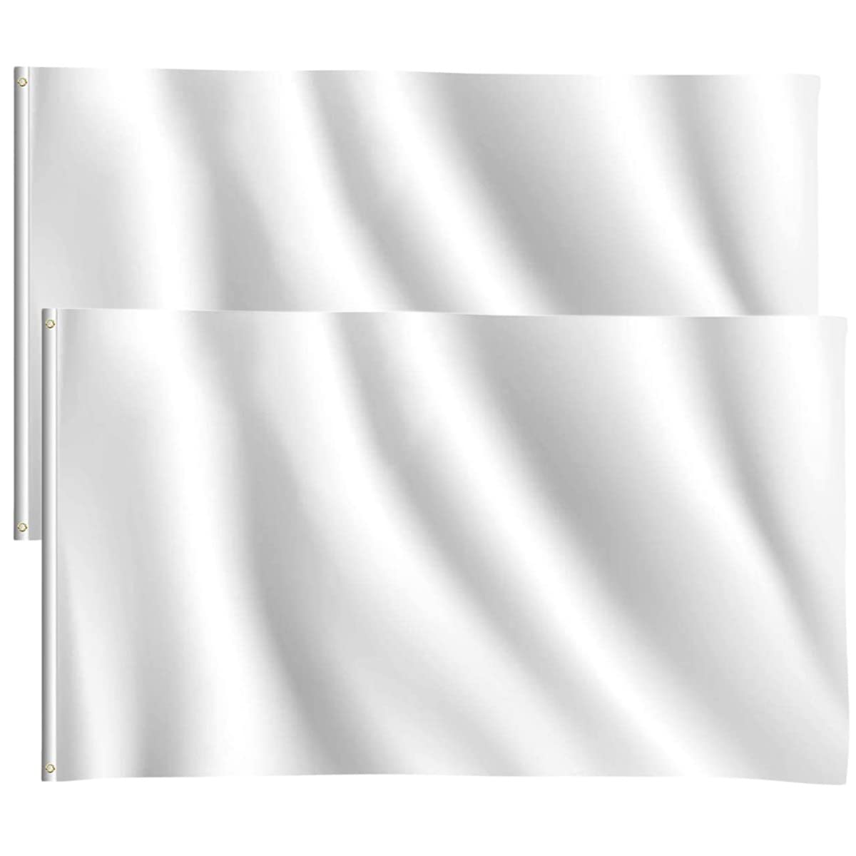 2pcs Blank White Flags DIY 5ft x 3ft Banners Pennant Double Stitched Vivid Color Plain Flags Polyester Decoration for Garden Room Game Parade Sport Events Festival Party 90 X 150cm with Brass Grommets — image 1