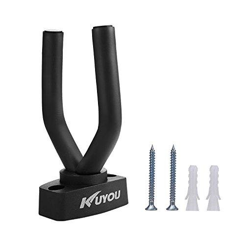 Guitar Wall Hangers Stands , KUYOU Set of 2 Guitar Hangers with One Pick Keep Hook Holder Wall Mount Fits all size Guitars