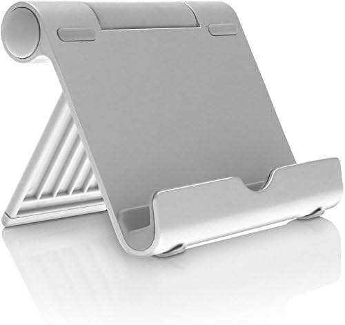 iPad Stand, Tablet Stand, Universal Foldable Multi Angle Adjustable Mini Portable Durable Aluminum Compatible with iPad, iPhone, Galaxy, Nexus,Smartphones, Nintendo, Kindle Silver