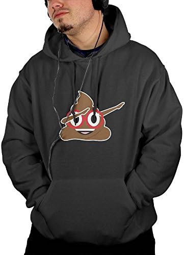 Ijalo Funny Dabbing Poop Emoji With Red Glasses Men's Pullover Heavyweight Cotton Pullover Hoodie Sweatshirt Christmas Gift XL