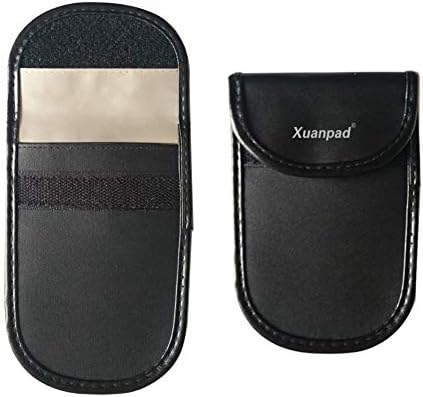 XuanPad Car Key Signal Blocker-Case Keyless Entry Fob Guard Signal Blocking Pouch, Antitheft Lock Devices Bag, Steering Wheel Lock And Healthy Cell Phone Privacy Protection (Black)
