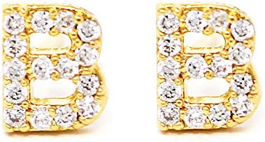 Me Plus CZ Gold Plated Small Cute Stud Initial Alphabet Fashion Earrings Made in Korea
