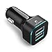Car Charger, i-Blason 4.8A 2 Smart USB Port Car Charger for iPhone 6S Plus 6 6 5S 5 5C 4S, Samsung Galaxy S6 Edge Plus Note 5 4 S5 Tab S, LG G4, HTC One M9, Nexus 5X 6P, iPads Portable Black (2 USB)