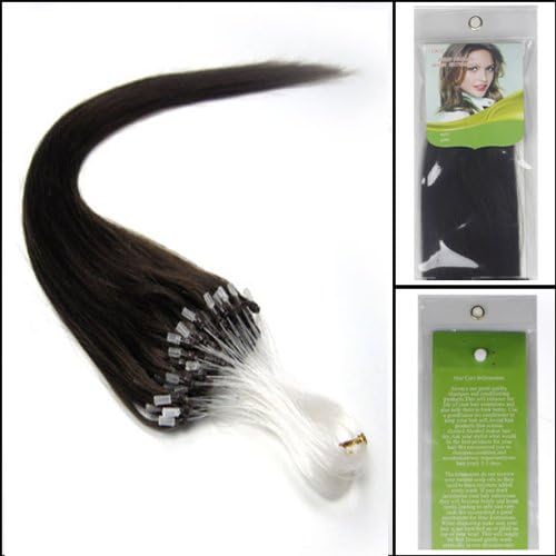 100s 16'' 18'' 20'' 22'' 24'' 26'' Loops Micro Rings Beads Tipped Remy Human Hair Extensions Straight 10 Colors in Women Beauty Style (24inch 0.7g/s 100s each pake, 02 DARK BROWN)