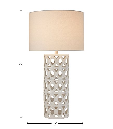 Amazon Brand – Stone & Beam Ceramic Geometric Cut-Out Table Desk Lamp With LED Light Bulb, 18.3"H, White