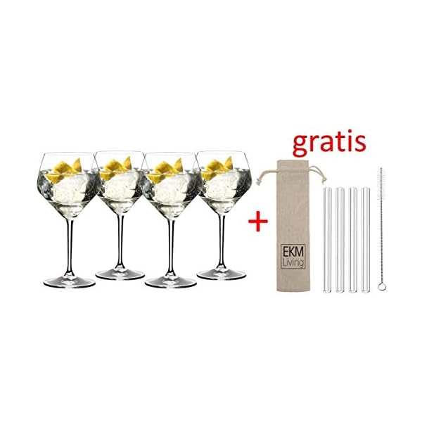 RIEDEL Gin Tonic Vorteilsset 5441/97 + Gratis 4er Set EKM Living Glas Trinkhalm