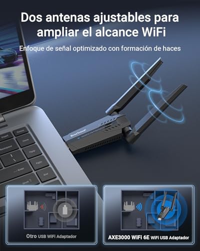 BrosTrend Wi-Fi 6E Adaptador WiFi Linux AXE3000, Adaptador WiFi USB para PC Linux Tri-Banda 6GHz y 5GHz y 2.4GHz, Wi-Fi USB 3.0 Plug and Play para Ubuntu, Mint, Fedora, openSUSE, Fedora, Debian etc.