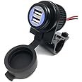 Cliff Top Motorcycle USB Charger Waterproof Dual USB Port 3.3A 16.5W, Heavy Duty for 7/8’’ and 1’’ Handlebars on ATV/UTV for Smart Phones, GPS, Tablets and Cameras