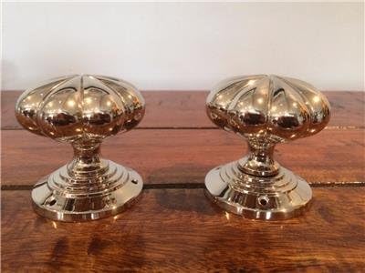 Chattels Stunning Pair of Large Mortice Flower Door Knobs in Solid Brass Handles KLN-PL, Gold - Image 5