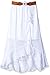 Amy Byer Big Girls' Ruffle Front Maxi Skirt with Belt, White, XL