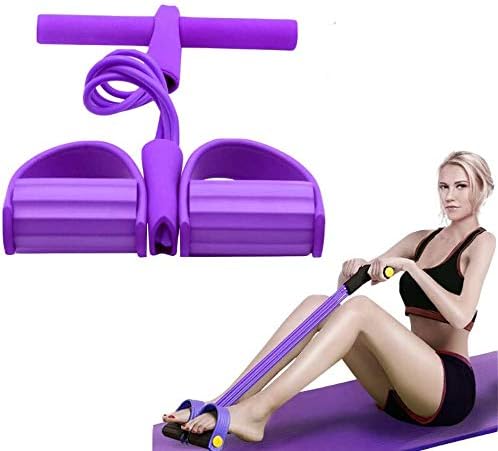 Diaotec Pedal Resistance Band - 4-Tube Natural Latex Sit-up Bodybuilding Expander Elastic Pull Rope Fitness Equipment for Abdomen, Waist, Arm, Yoga Stretching Slimming Training