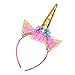 Love Sweety Girls Golden Sliver Unicorn Ears Headband Rose Flower Cosplay Hair Clasp (1# Golden)