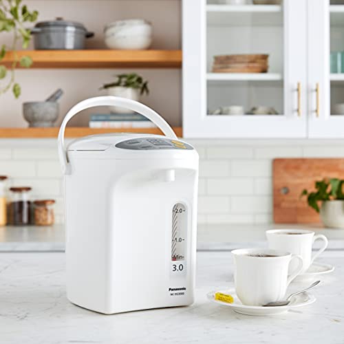 Panasonic RA41660 Electric Thermo Pot Water Boiler Dispenser NC-EG3000, Slow-Drip Mode for Coffee, Ideal for Tea, Hot Cocoa, Soups and Baby Food, Four TEM, 3.2 quarts, White