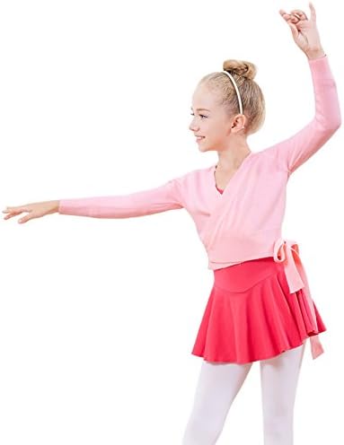 Kids Girl Dance Sweater Ballerina Long Sleeve Knit Wrap Top Ballet Cardigan Age 4-12Y