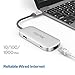 HooToo USB C Hub, USB C Adapter with Ethernet Port, 4K HDMI, 100W Power Delivery, 3 USB 3.0 Ports for MacBook Pro & Google Chromebook & and More Type C Laptops - Silver