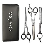 Kovira - 6.5 inch Professional Hairdressing Scissors with Case- Barber Scissors and Thinning Shears / Cutting Scissors Set with Razor- Best Fathers Day Gifts
