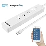 WiFi Smart Power Strip Surge Protector Extension with 4 Individual Control Smart Plugs and 4 USB Ports and 5.9ft Long Extension Cord, Smart Life APP Work with Alexa & Google Assistant