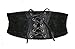 JOLLYCHIC Flower Embroidery Faux Leather Stretchy Wide Waist Belt Waistband Corset Black 65CM