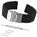 Bewish Soft Silicone Rubber Strap Watchband Replacement Stainless Steel Fold Over Clasp Sport Divers (22mm)